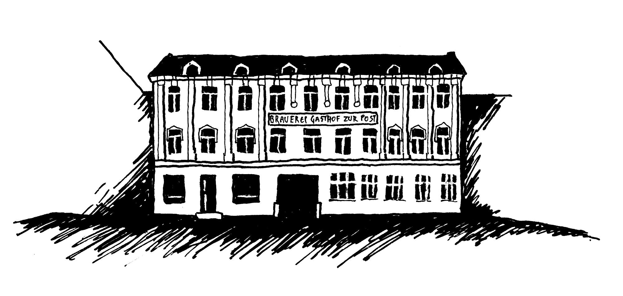 Zeichnung Gasthof zur Post, Frontenhausen